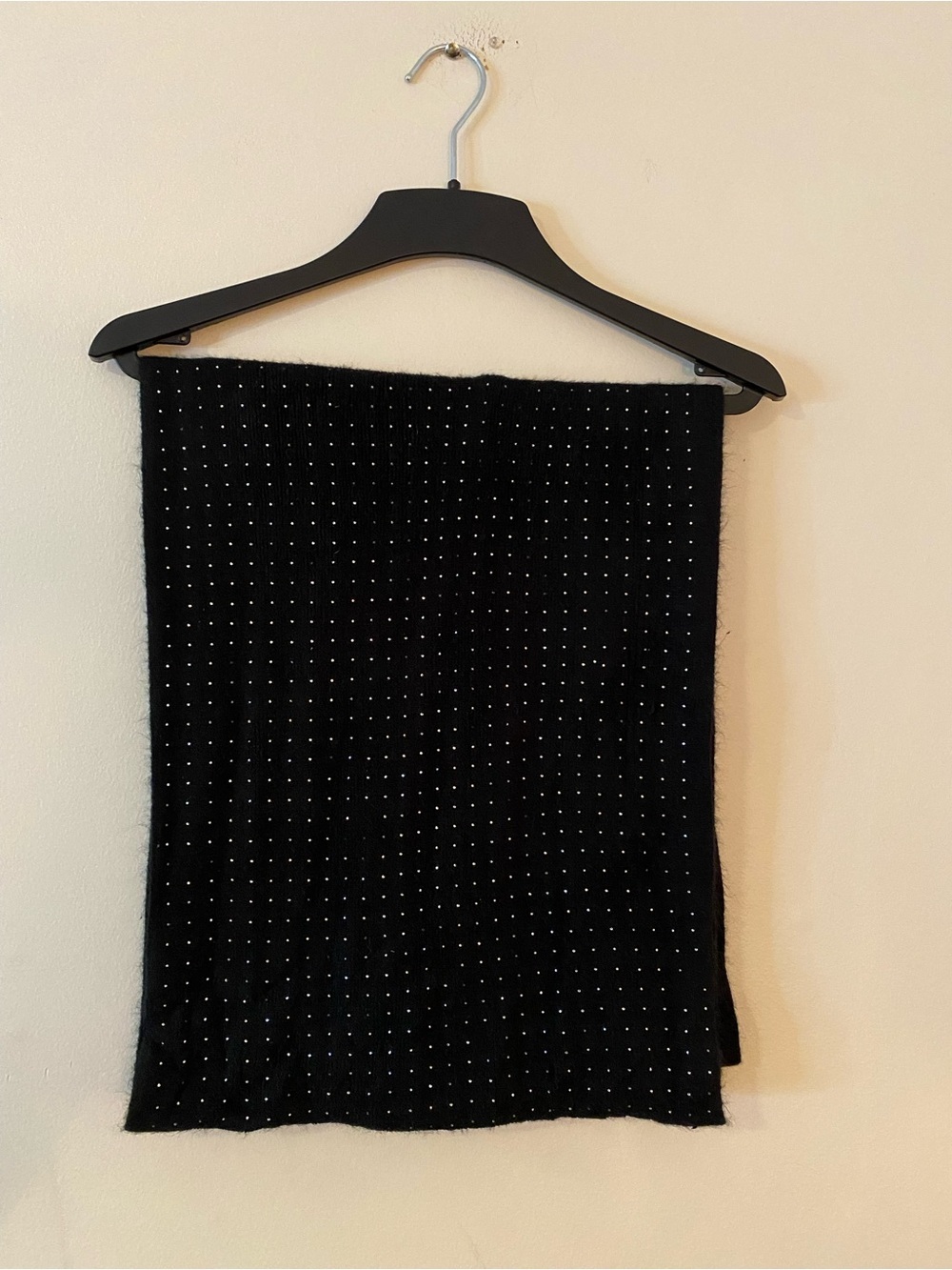 Black Studded beaded Knit Scarf like new